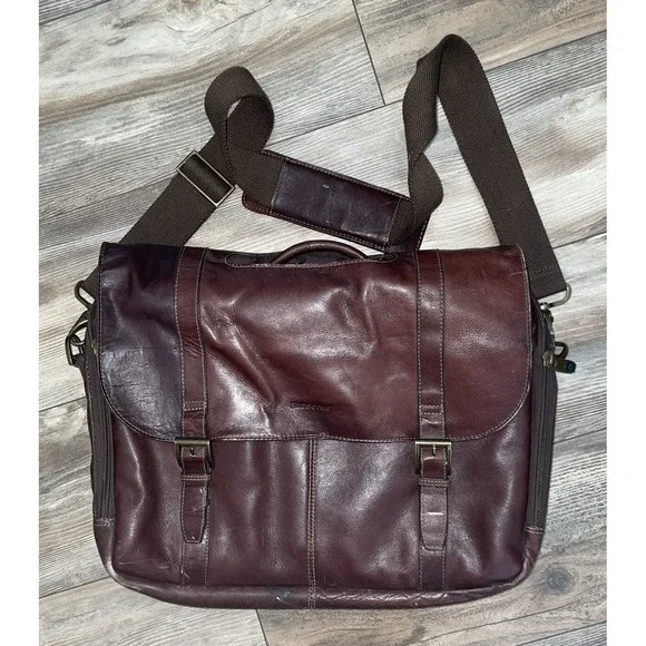 Samsonite VTG Brown‎ Soft Leather Laptop Briefcase Messenger Bag Style 923671