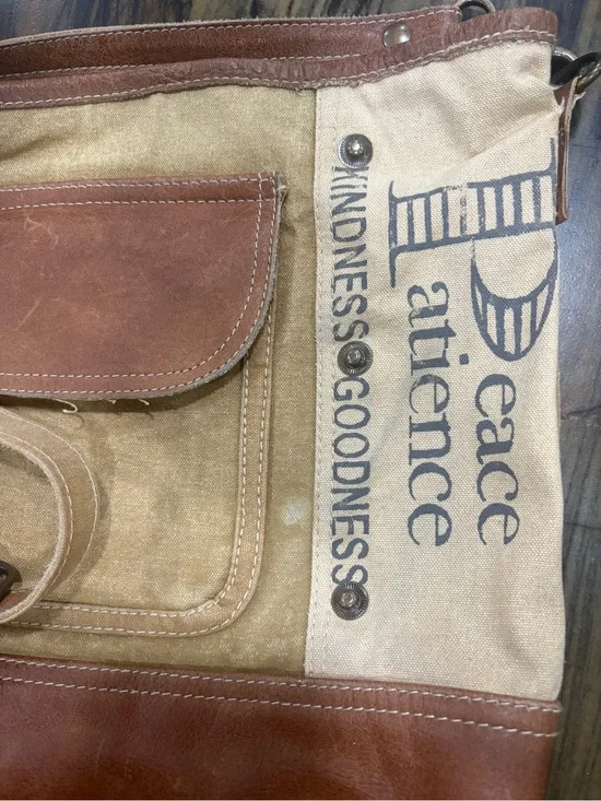 Peace & Patience crossbody bag /purse made from repurposed military canvas