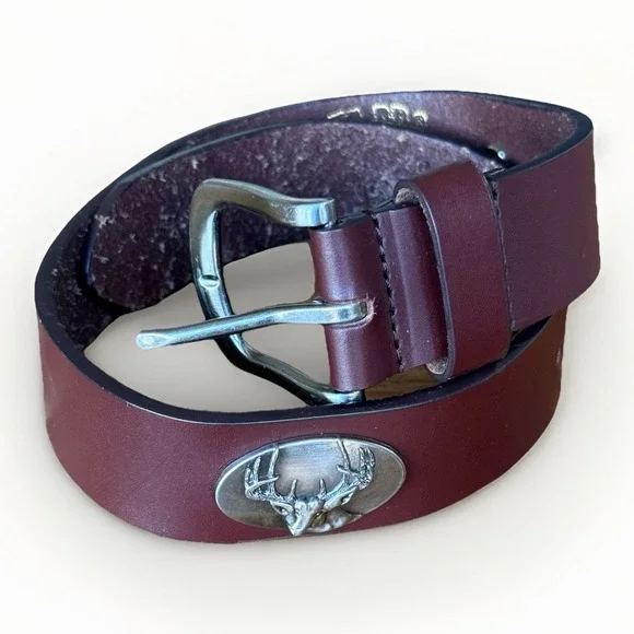 Zep-Pro Kid's Genuine Full Grain Leather Concho Belt Small Deer Southern Classic