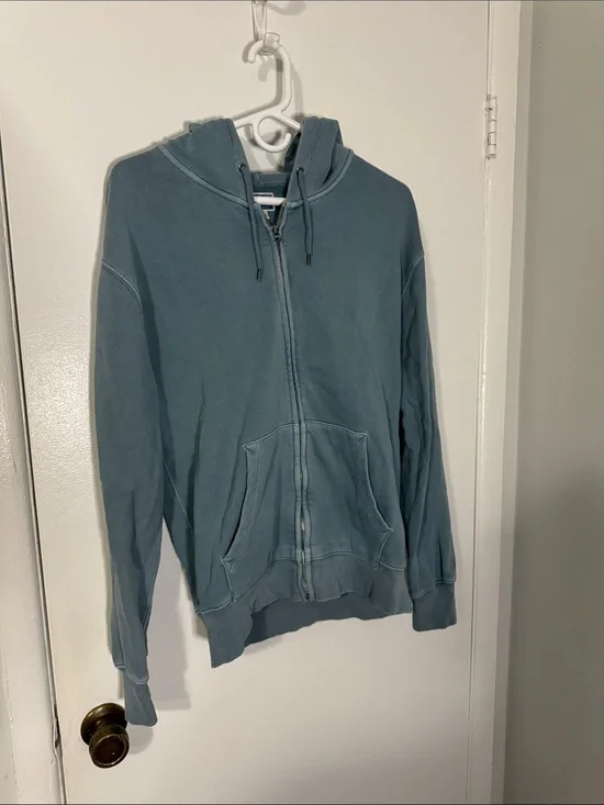 J. Crew Men’s Medium Vintage Fleece Light Blue Full Zip Hoodie