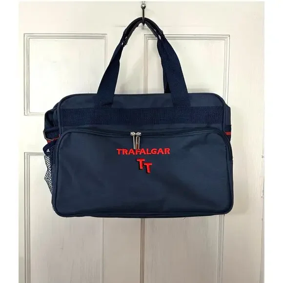 Trafalgar‎ TT Tote Travel Bag Carry-On Navy Blue Embroidered Heavy Duty Gym Bag