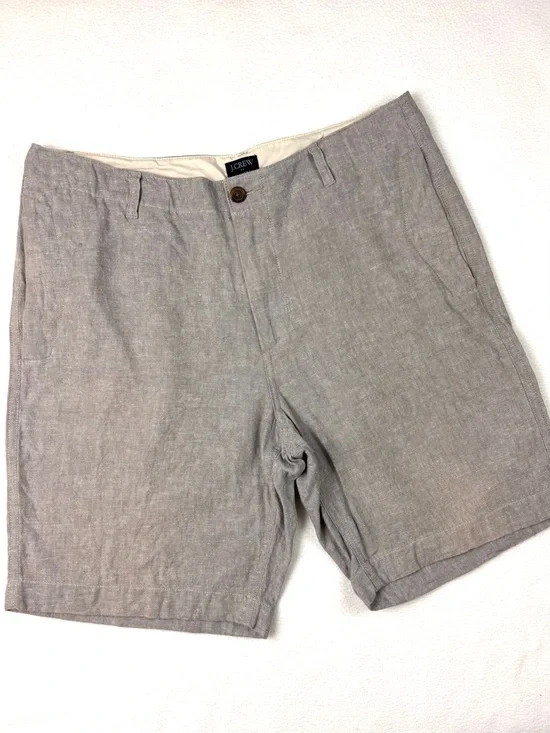 J.Crew Gramercy Linen/Cotton Lightweight Gray Flat Front Chino Short 9