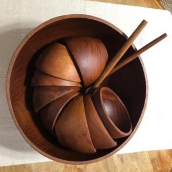 Vintage Handmade Teak Wood XL Large salad bowl