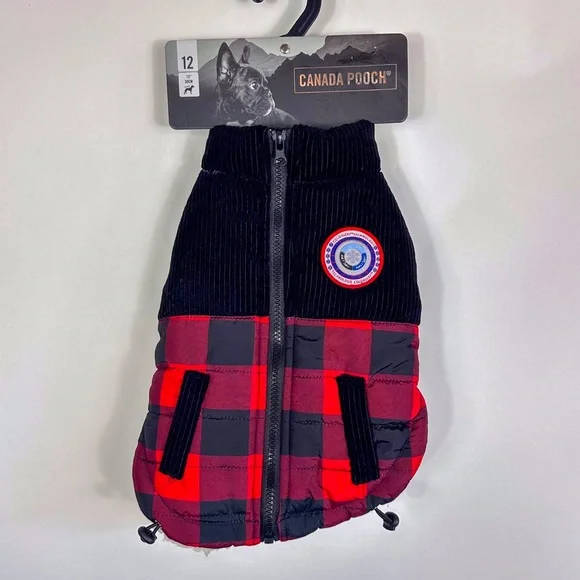 Canada Pooch Black & Plaid Cold Alert Technology Winter Dog Coat