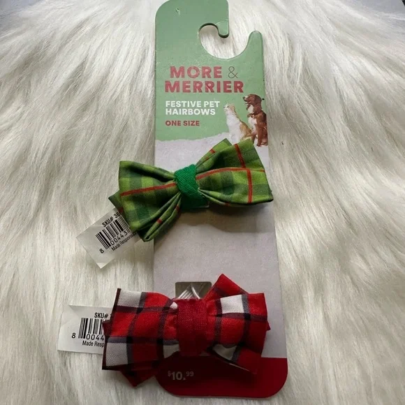 🩷5/$10 Festive Pet Hairbows - Red and Green