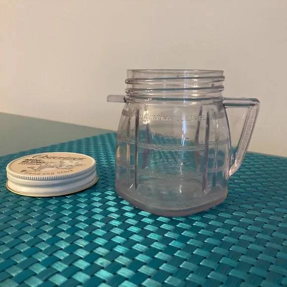 Vintage 8oz Osterizer Mini Blend Storage Clear Plastic Jar with Lid Container