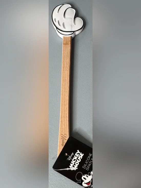 Disney Mickey Mouse shape hand White Silicone Spatula with Natural Wood Handle