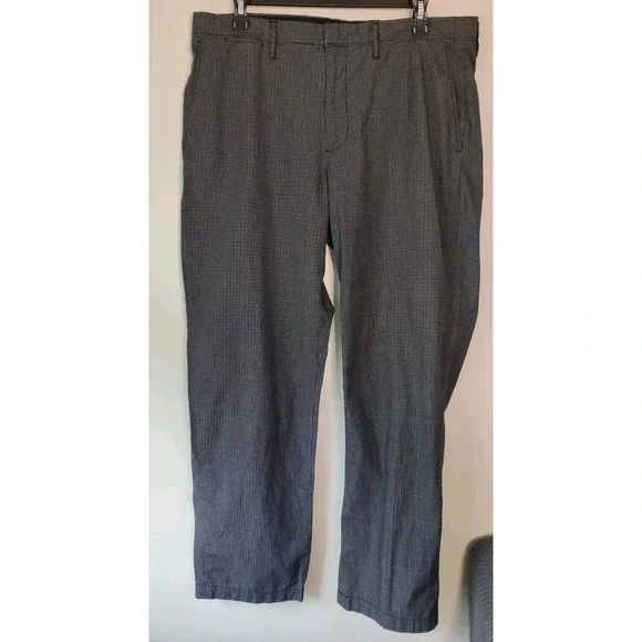 J. Crew Dress Pants Mens 34 x30‎ Black/White Check, Gray Look Cotton Lightweight