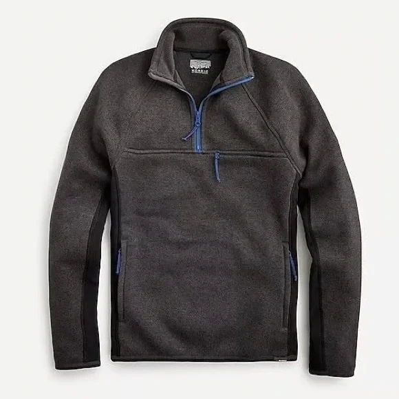 J. Crew Men's Nordic Half Zip Pullover Polartec Fleece Charcoal Gray Sweater