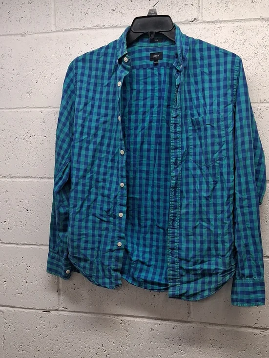 J. Crew Men's Blue Green Plaid Button-Up Shirt