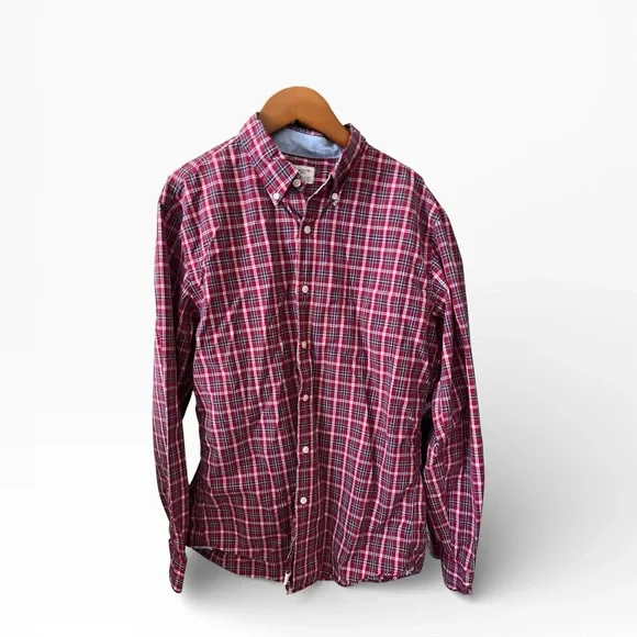 J. Crew Heritage‎ Men’s Plaid Button-Up Shirt Size Large Red Blue White