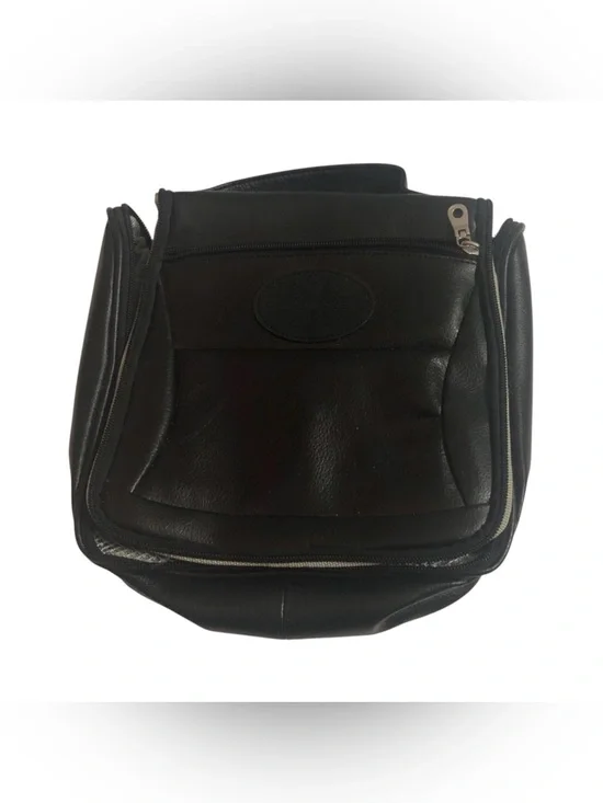 Black Leather Portable DVD Player Zipper Case