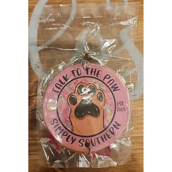 Simply Southern Puppy Talk To The Paw Pink‎ Car Mirror Decor