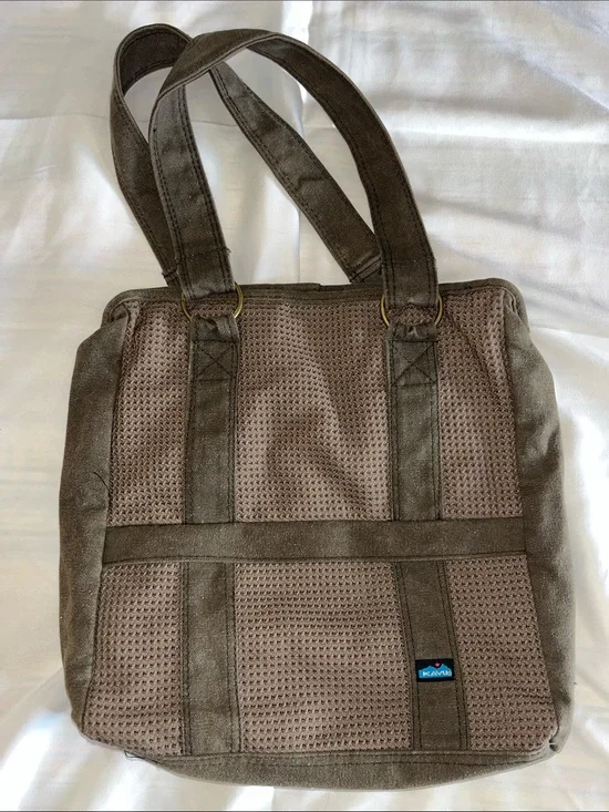 Kavu Gorpcore Brown Woven-Panel Carryall Tote