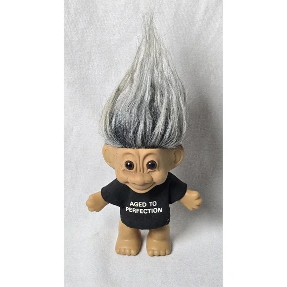 Russ Troll Doll Figure # 18320 Aged To‎ Perfection Tshirt Gray Hair 90's Vintage