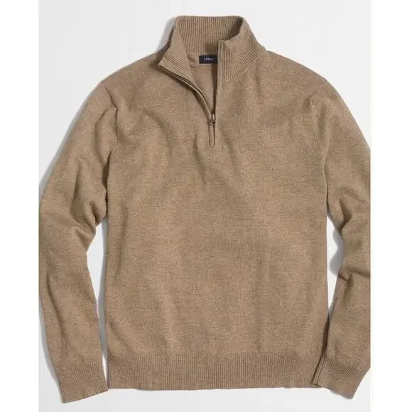 J. Crew men’s merino wool cotton blend 1/4 zip size large brown