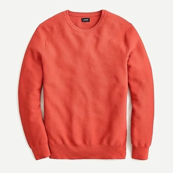 J.Crew Men's Cotton Crewneck Sweater in‎ Garter Stitch Size Large Red Orange
