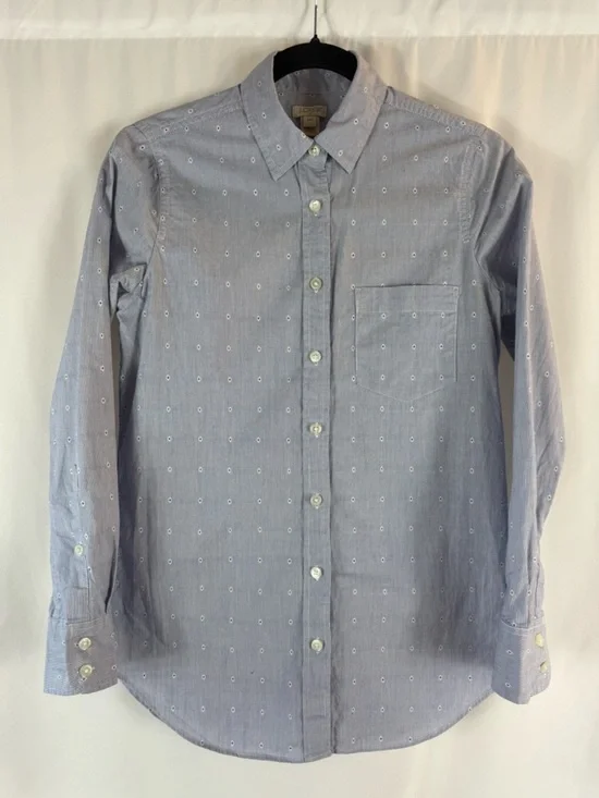 J. Crew Light Blue floral Print Cotton Button-Down Shirt size: XXS