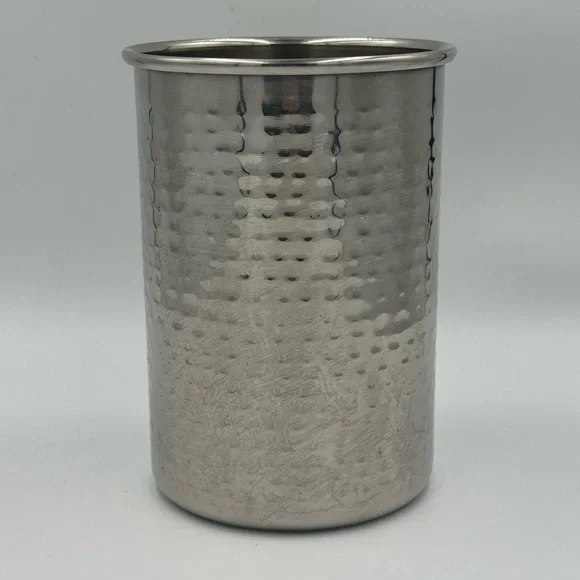 Hammered Silver Stainless Steel Utensil Caddy