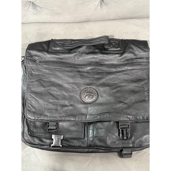 Vtg Gold duck pure Leather Collection Messenger‎ Bag Laptop Briefcase