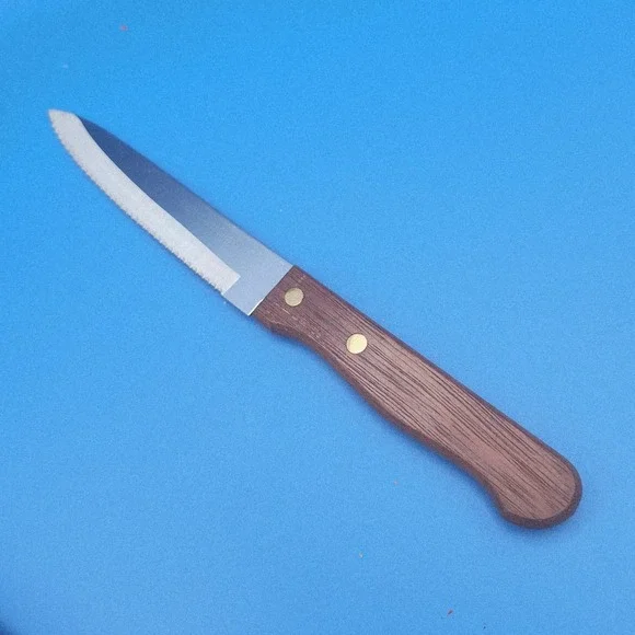 NIB‎ Vintage Chefs Delight Interpur 6 Piece Steak Knife w/ Wooden Handles