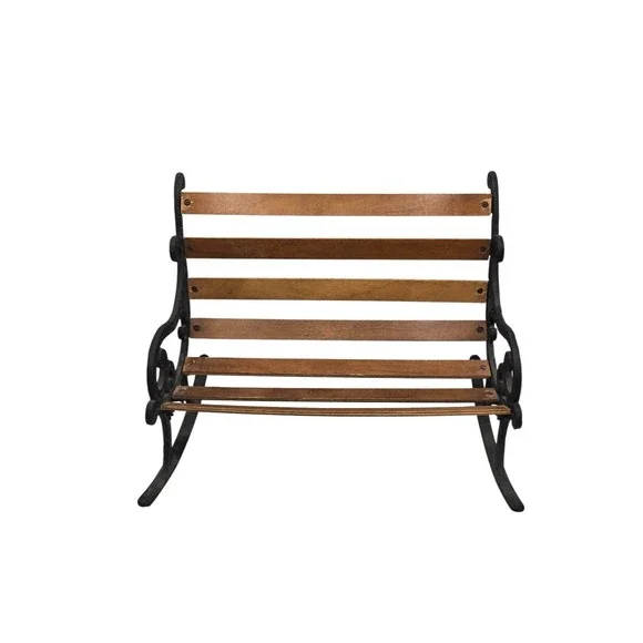 Cast Iron & Wood‎ Mini Rocking Bench Decorative Garden Style Scrollwork Accent