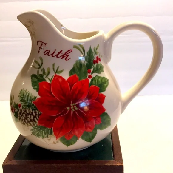 Vintage Christmas poinsettia pitcher