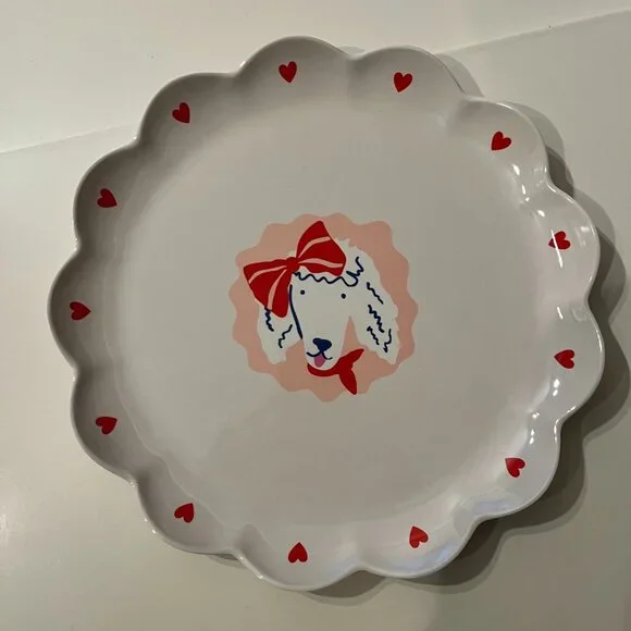 Poodle Novelty Plates - Set of SIX 10.5‎ inch Scalloped Flower Edges (p/x)