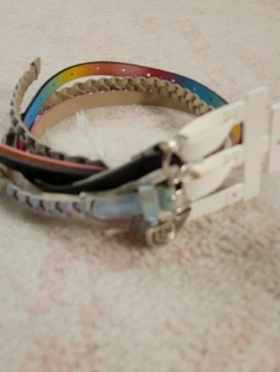 Girls Glitter and Holographic Belt Set - Pink, Iridescent & Black