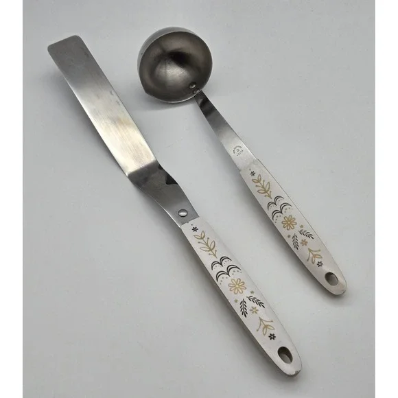 Vintage‎ Flint Stainless Floral Kitchen Ladle Spatula MCM Retro 70s Melamine USA