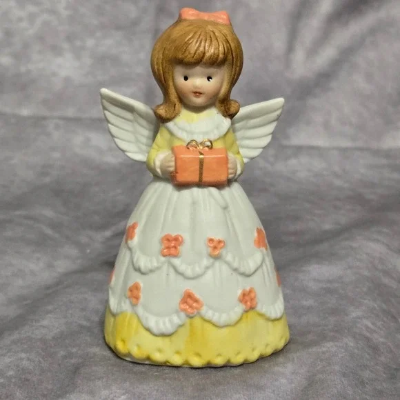 Lipco Angel Girl With Gift Porcelain Bell Figurine‎ Vintage