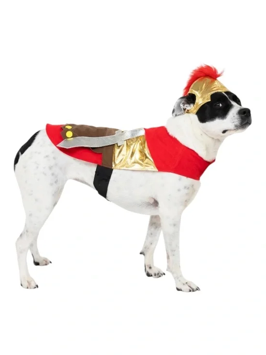 Red and Gold Roman Gladiator Dog Costume Medium