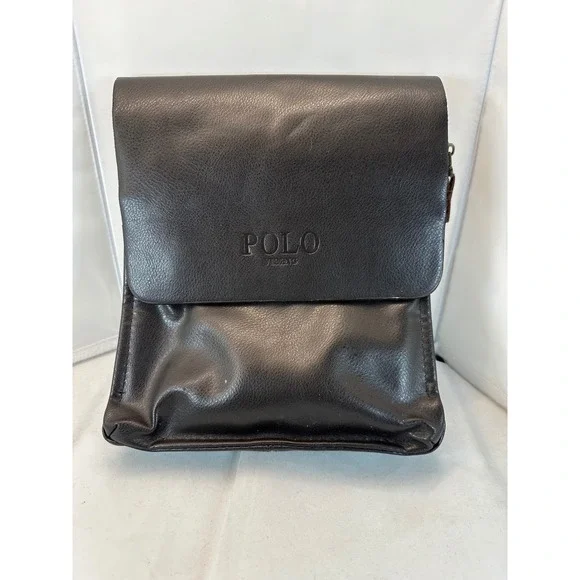 Polo Jeans Messenger Bag Brown Leather Flap Crossbody Travel‎ Small