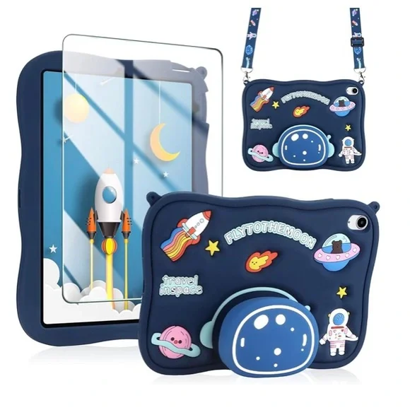 Space-Themed Astronaut Tablet Case with Strap