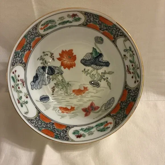 Vintage Chinoiserie Japanese TFF Porcelain Bowl 6
