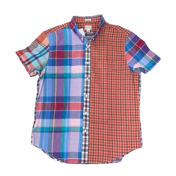 NWT J. Crew Men's Colorful Mixed Plaid Relaxed Indian Madras Shirt
