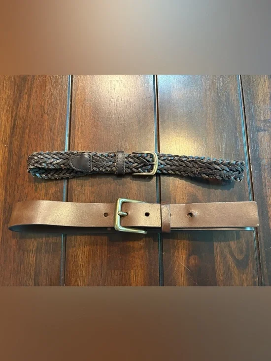 Set of 2 Kids Brown Genuine Leather Belts (Gap & Children’s Place)