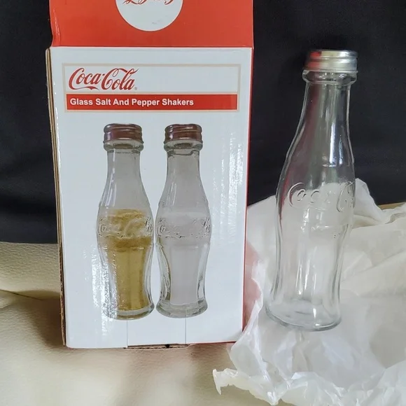 Vintage Coca-Cola Glass Salt And Pepper Shakers.