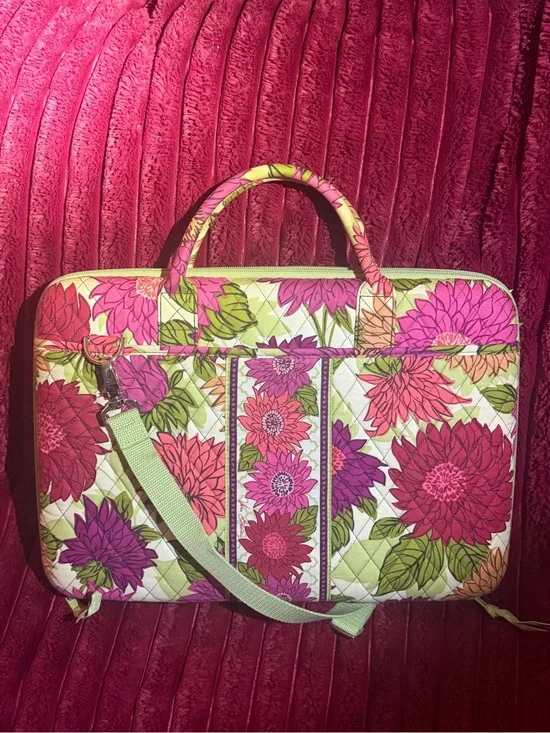 Vera Bradley Floral Quilted Laptop Bag in Pink, Green & Purple