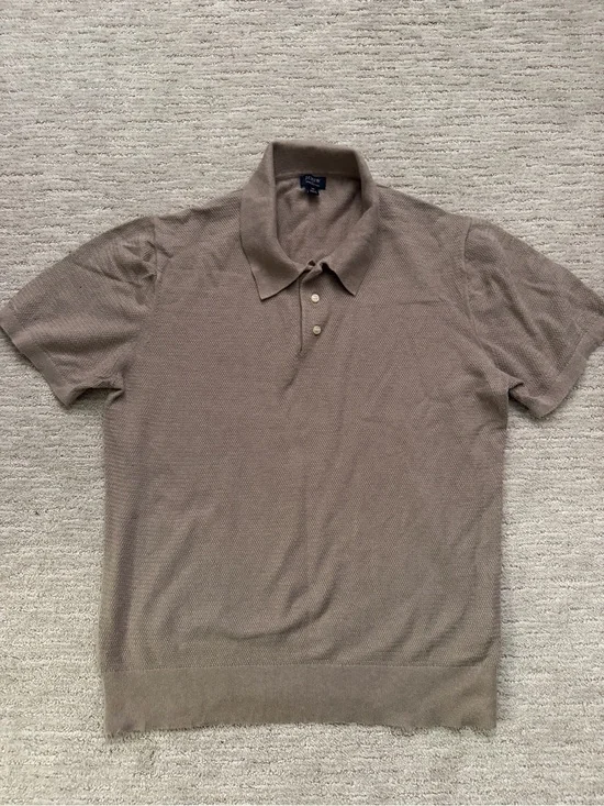 J. Crew Cotton Short Sleeve Sweater Polo in Taupe M