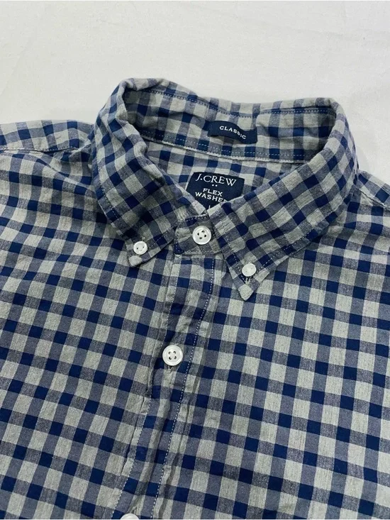 J. Crew Blue and Gray Gingham Button-Down Shirt‎