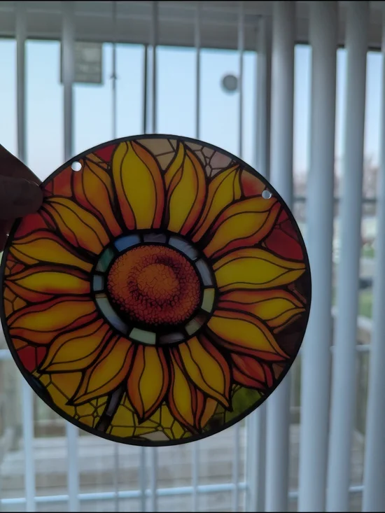 Sunflower Acrylic Stained Glass Wall Art - Yellow & Orange