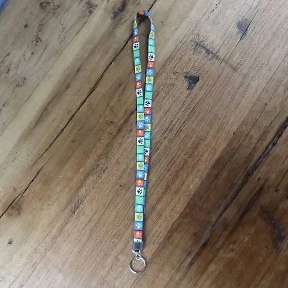 PAW PRINT MULTI COLOR LANYARD KEY HOLDER BADGE HOLDER METAL HARDWARE NWOT