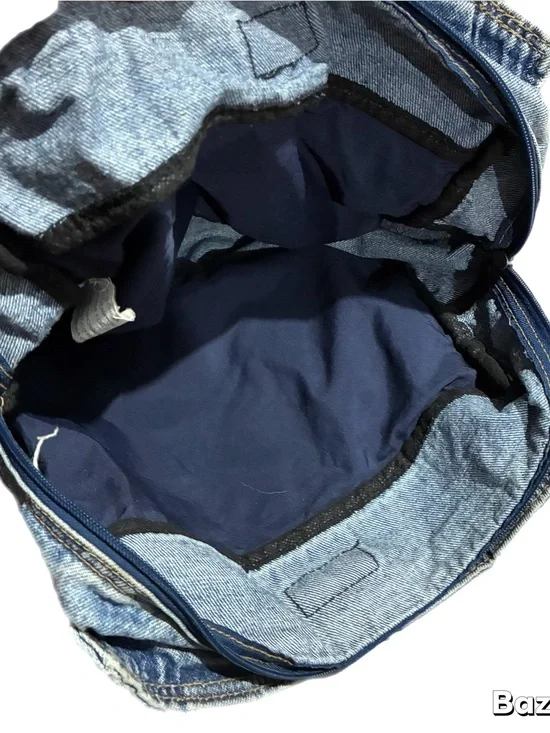 Vintage 90’s Y2K Denim Blue Crossbody Tote Bag Purse Multi-Pocket Utility 13X10”
