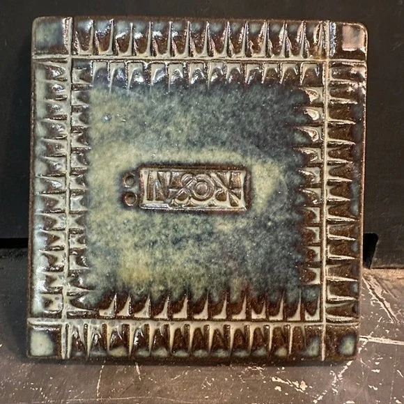 Artisan Ceramic Trivet Coaster Square‎ Signed ROSATI Stoneware Rustic Glaze
