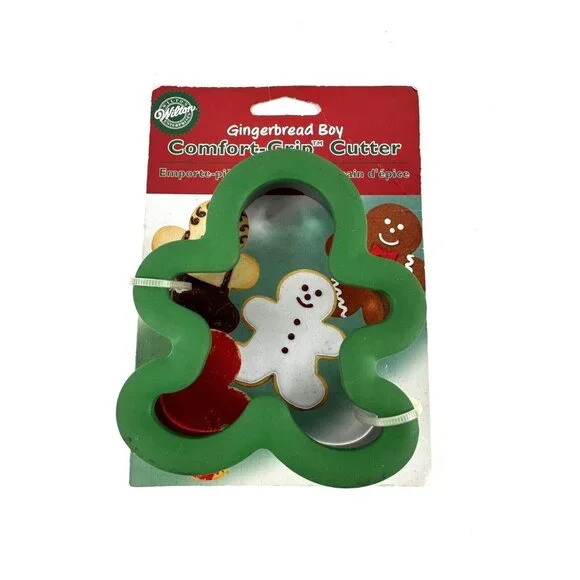 Wilton Gingerbread Boy Cookie Cutter Comfort Grip Large Oversized Green 2005