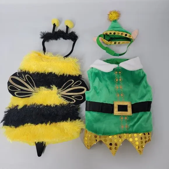 Pet Costumes! Elf and Bumble Bee. Size XS. Dog Costume Cat Costume Puppy‎