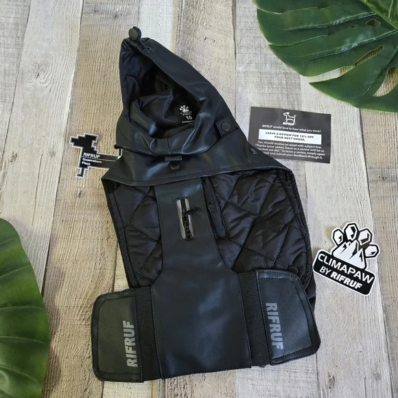 RIFRUF | Stormhunter Dog Raincoat in Truffle (black) sz 10