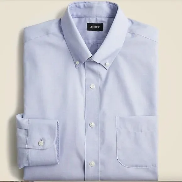j. crew bg664 Blue Slim Bowery wrinkle-free dress shirt with button-down collar