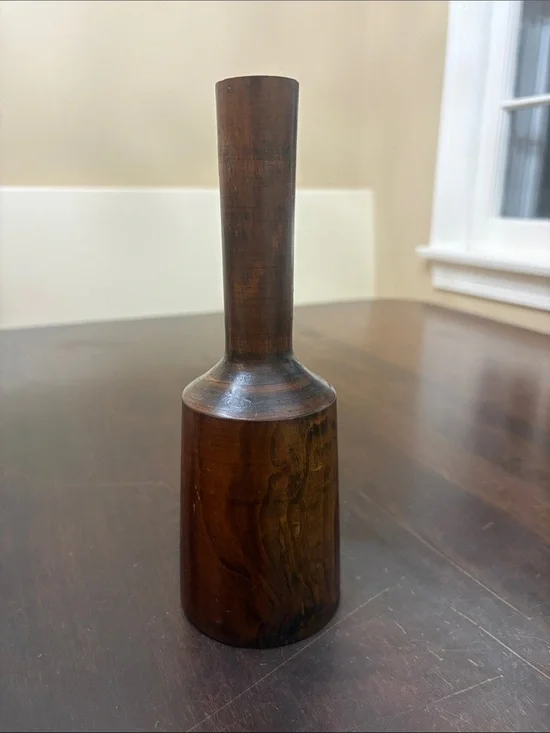 Elegant handturned dark wood vintage kitchen pestle or masher